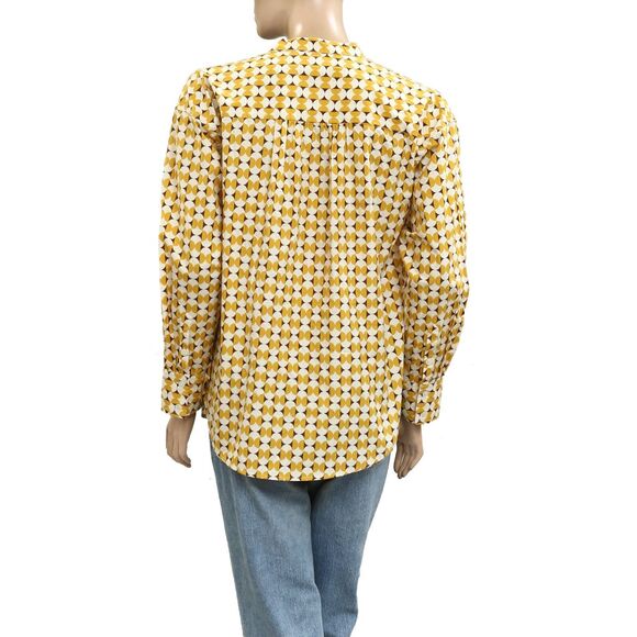 Voyageur By Mersea Aphrodite Button Up Shirt Top Printed Cotton Yellow L 280017 - Picture 7 of 9